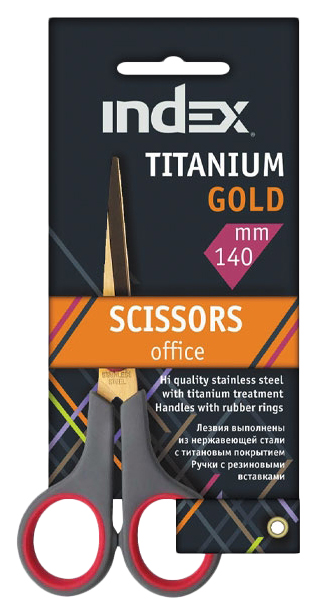 фото Ножницы titanium gold, 140мм, пластиковые ручки index