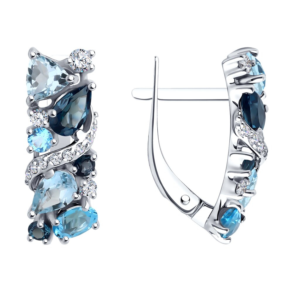 

Серьги из белого золота Diamant 52-320-02168-1, фианит/топаз, 52-320-02168-1