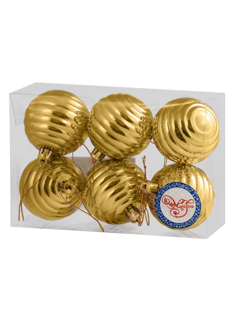 фото Набор шаров на ель феникс present золотые кольца 80671 6 см 6 шт.