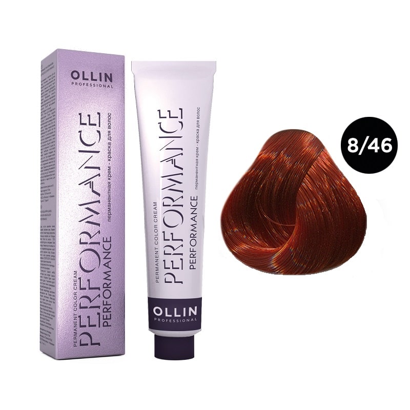 Краска для волос Ollin Professional Performance 8/46 Светло-русый медно-красный 60 мл