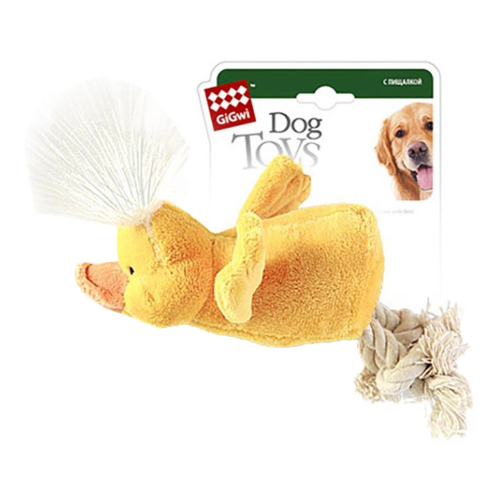 

Мягкая игрушка для собак GiGwi Утка с пищалкой, длина 15 см, утка с пищалкой для собак 15 см