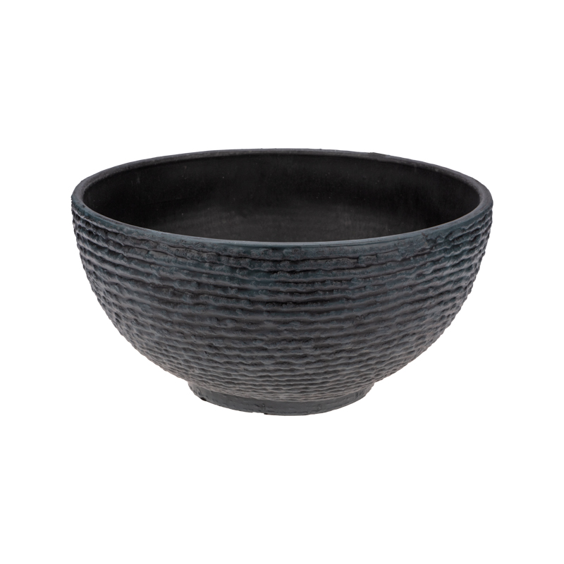 Кашпо-миска с эффектом камня Polistone bowl, 40,5х20см, графит