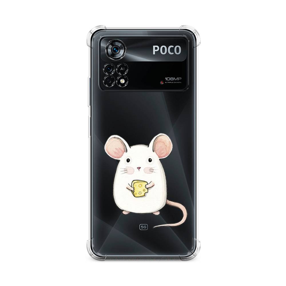 

Чехол Awog на Poco X4 Pro 5G / Сяоми Поко X4 Про 5G "Мышка", Белый;розовый;прозрачный
