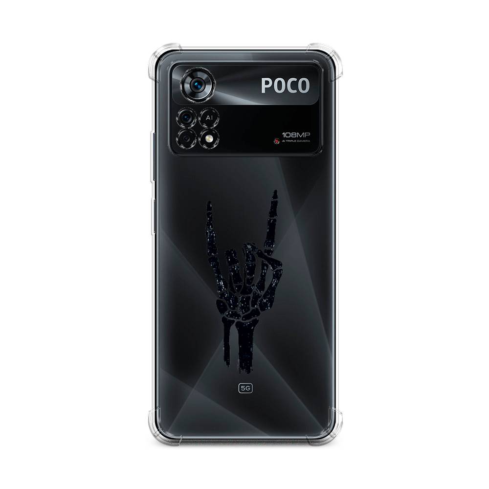 

Чехол Awog на Poco X4 Pro 5G / Сяоми Поко X4 Про 5G "Rock for a skeleton", Черный;прозрачный