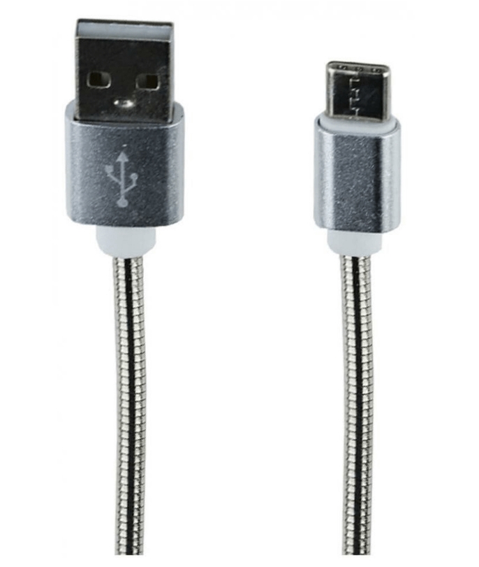 Кабель Liberty Project USB Type-C Панцирь в металлической оплетке серебро