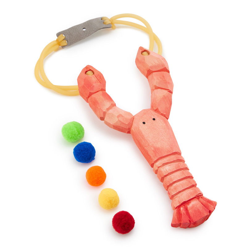 Рогатка деревянная детская Happy Baby игрушечное оружие, розовая, лобстер