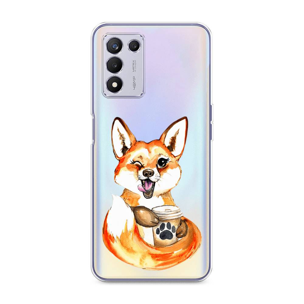 

Чехол на Realme Q3s "Подмигивающая лиса с кофе", Оранжевый;белый;коричневый, 257950-4