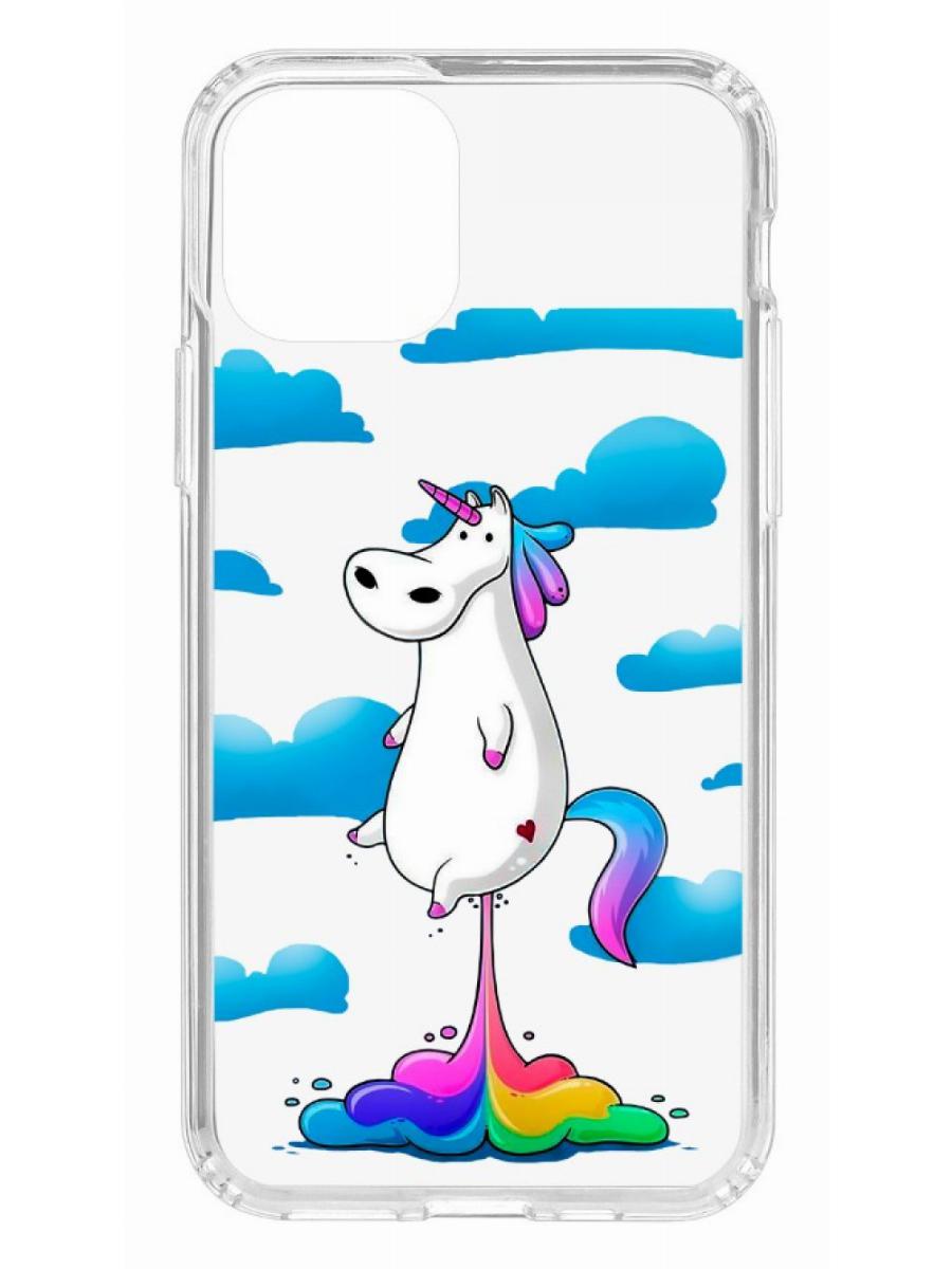 

Чехол для iPhone 11 Pro Kruche Print Flying Unicorn, Прозрачный;разноцветный