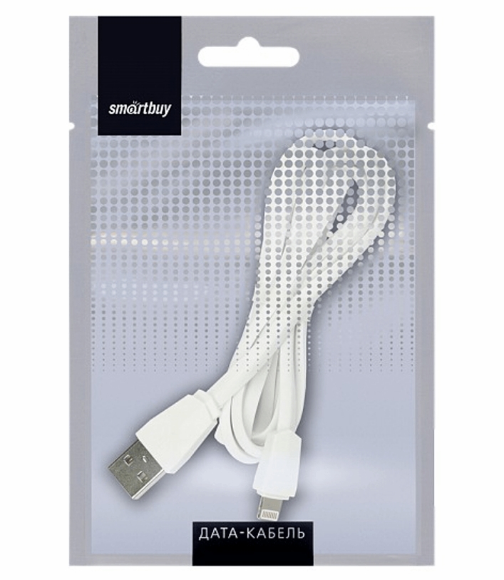 фото Кабель smartbuy 8-pin lightning плоский white 1,2 м