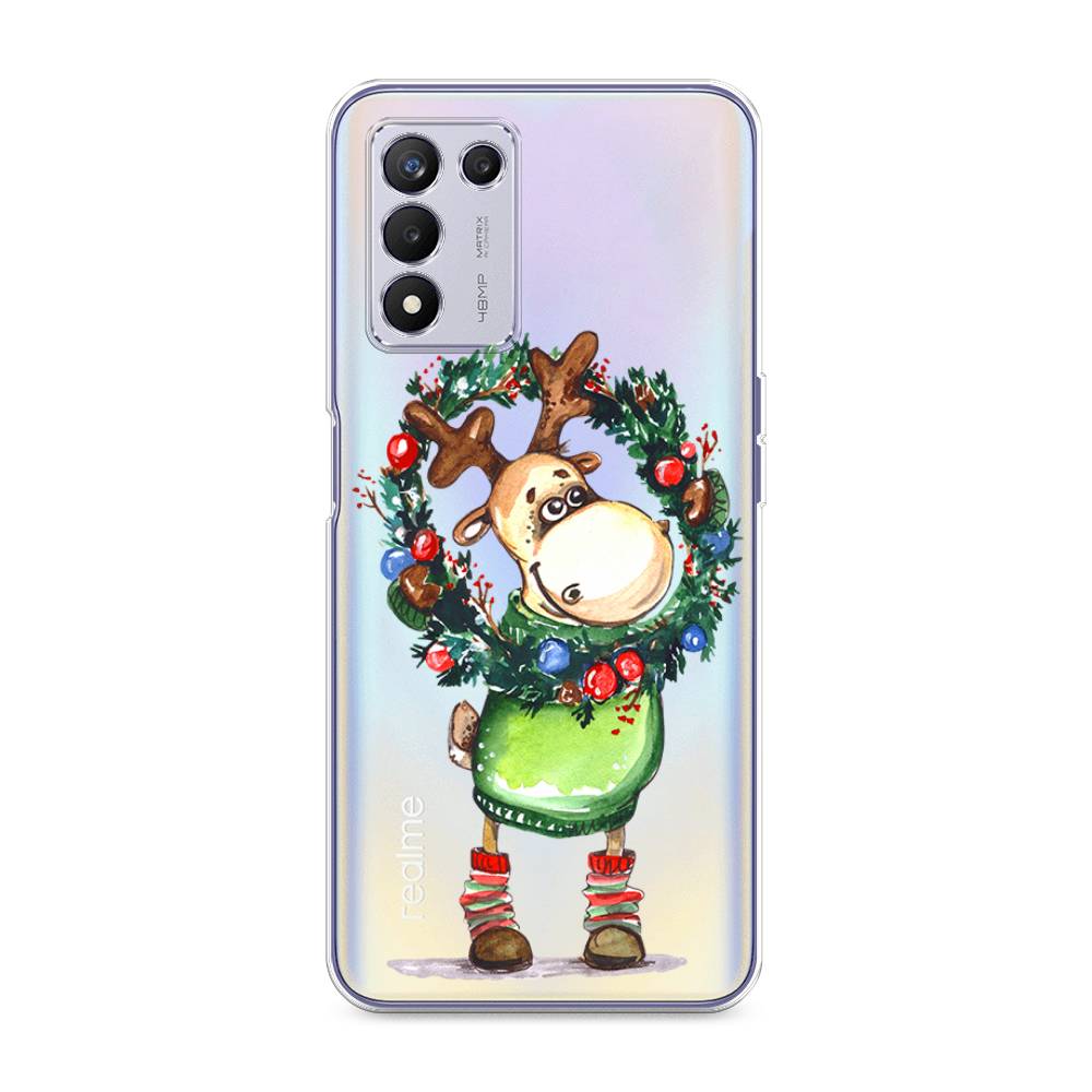 

Чехол на Realme Q3s "Олень с новогодним венком", 257950-4