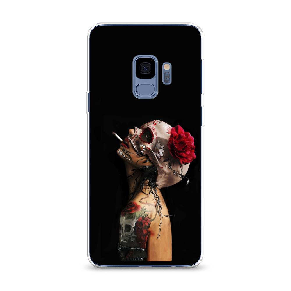 

Чехол Awog на Samsung Galaxy S9 "Девушка с черепом", Черный;красный;бежевый, 25750-9