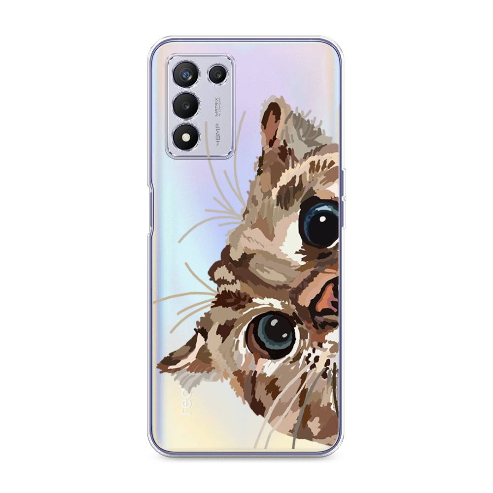 

Чехол на Realme Q3s "Любопытный кот", Коричневый;синий;черный, 257950-1