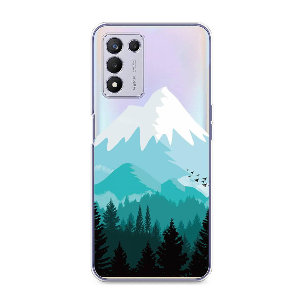 

Чехол на Realme Q3s "Синяя снежная гора", Белый;голубой, 257950-2