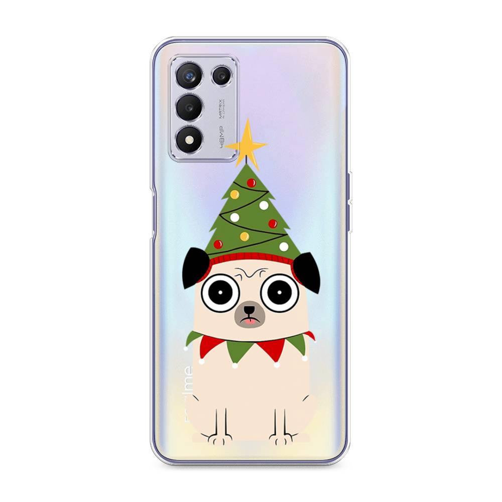 

Чехол на Realme Q3s "Собачка с ёлочкой", Бежевый;красный;зеленый, 257950-1