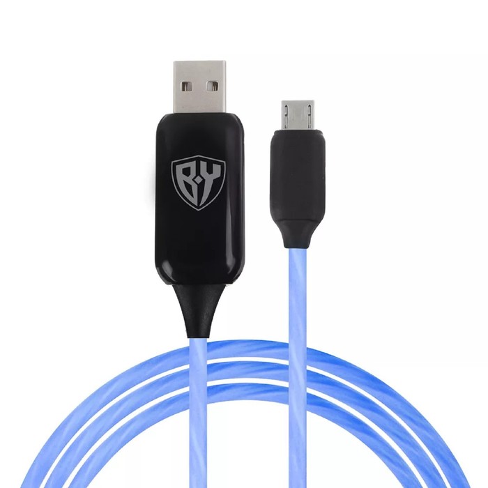 фото Кабель by micro usb с led подсветкой blue 2,4 а 1 м