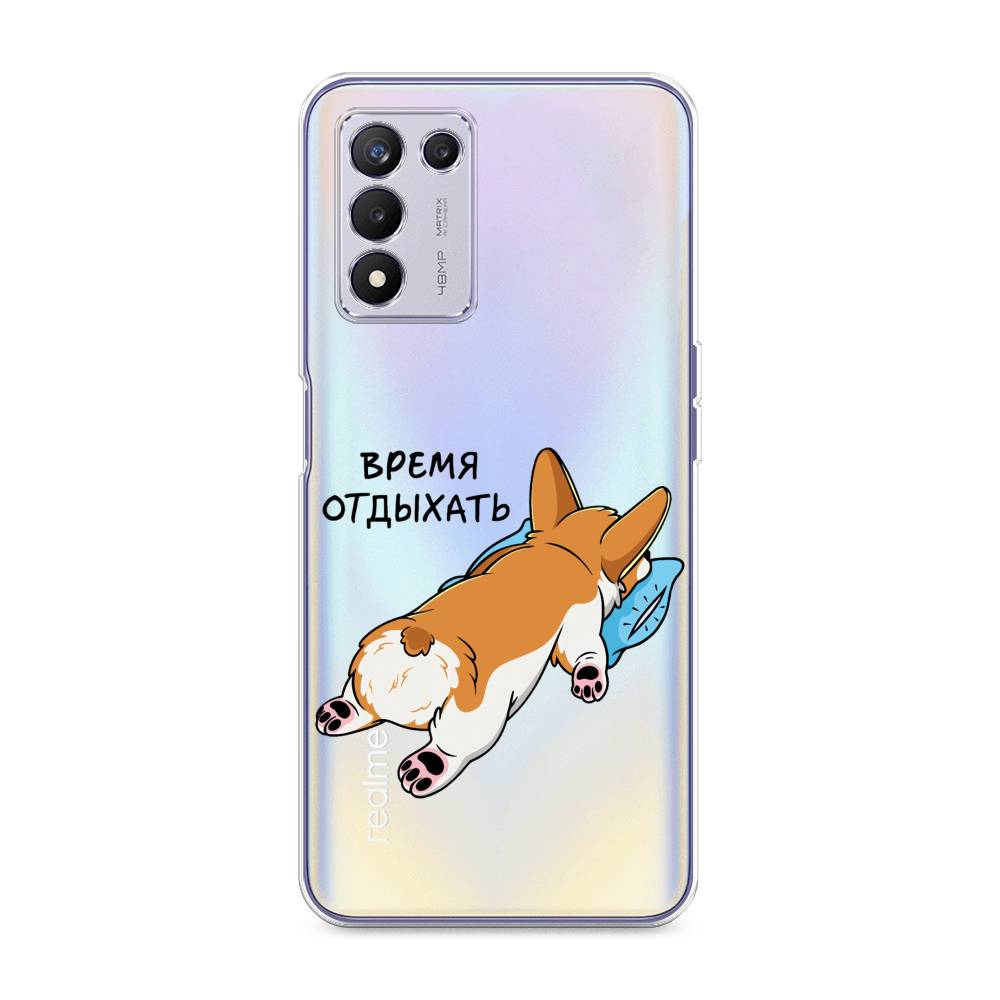 

Чехол на Realme Q3s "Корги отдыхает", Черный;коричневый;голубой, 257950-1