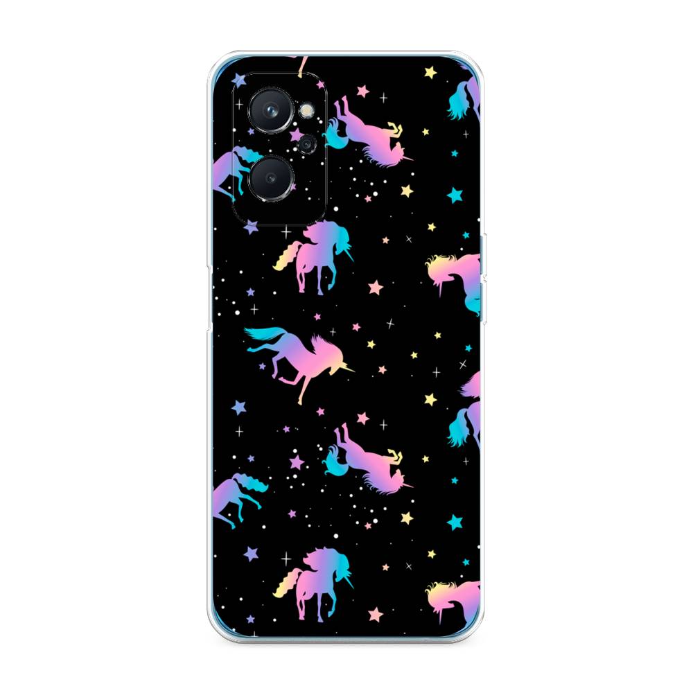 

Чехол на Realme 9i "Единороги градиент", Черный;розовый;голубой, 258050-1