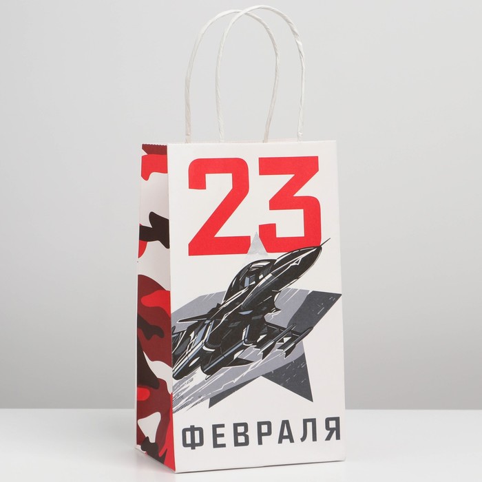 

Пакет крафтовый «Победа», 12 х 21 х 9 см, Белый, Подарочная упаковка 23 февраля