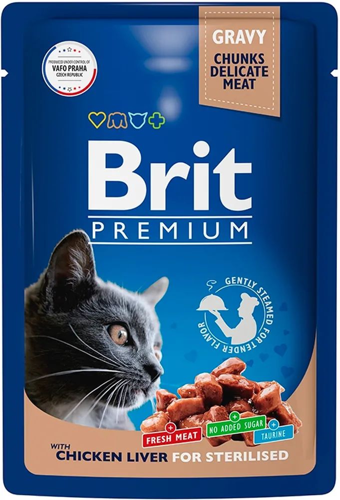 

Влажный корм для кошек BRIT PREMIUM CAT CHICKEN LIVER с куриной печенью, 14 шт по 85 г
