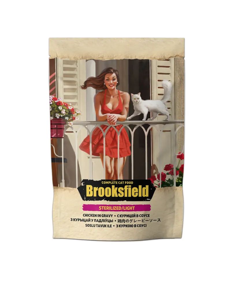 Влажный корм для кошек BROOKSFIELD STERILIZED LIGHT CAT, для стерилизованных, курица, 85 г