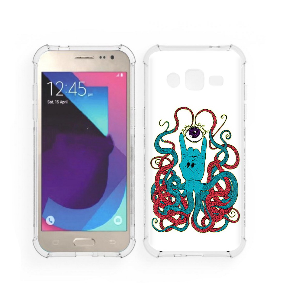 

Чехол MyPads Tocco для Samsung Galaxy J2 осьминог-рука абстракция (PT226924.572.530), Прозрачный, Tocco