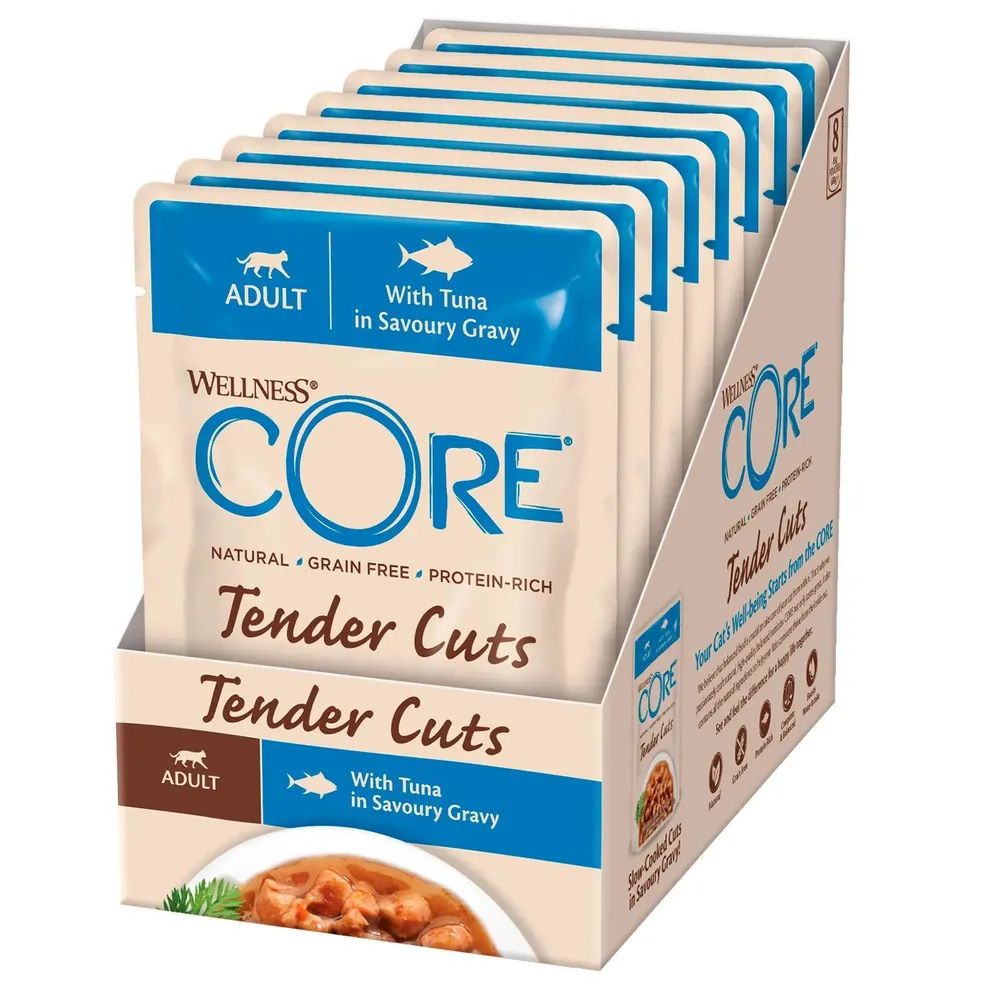 Влажный корм для кошек CORE CAT TENDER CUTS с нежными кусочками тунца, 8 шт по 85 г