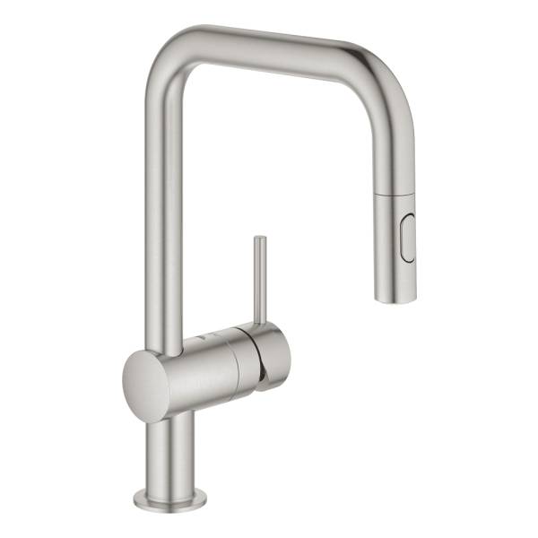 

Смеситель для кухонной мойки GROHE Vento с выдвижным U-изливом, суперсталь (30439DC0), 30439DC0