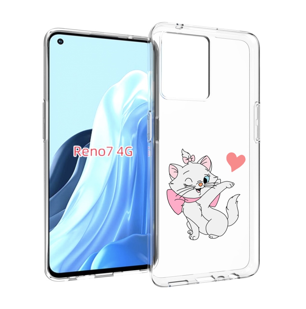

Чехол MyPads белая-кошечка-с-сердечком женский для OPPO RENO 7 4G, Прозрачный, Tocco
