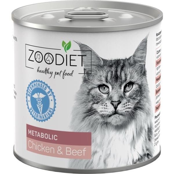 Консервы для кошек Zoodiet Metabolic Chicken&Beef, курица иговядина, 240г