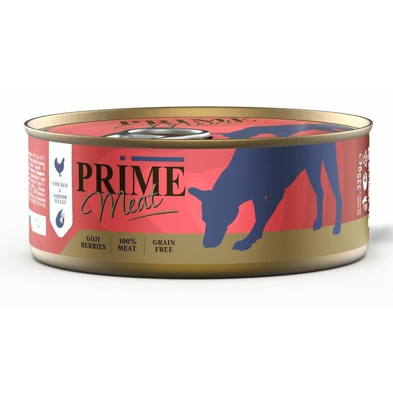 

Влажный корм для собак PRIME MEAT, курица с креветкой, 325 г