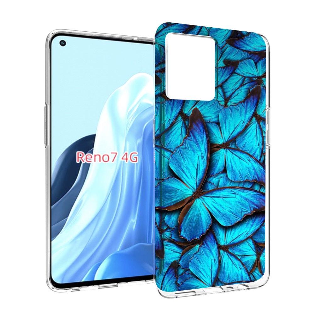 

Чехол MyPads бирюзовые бабочки для OPPO RENO 7 4G, Прозрачный, Tocco