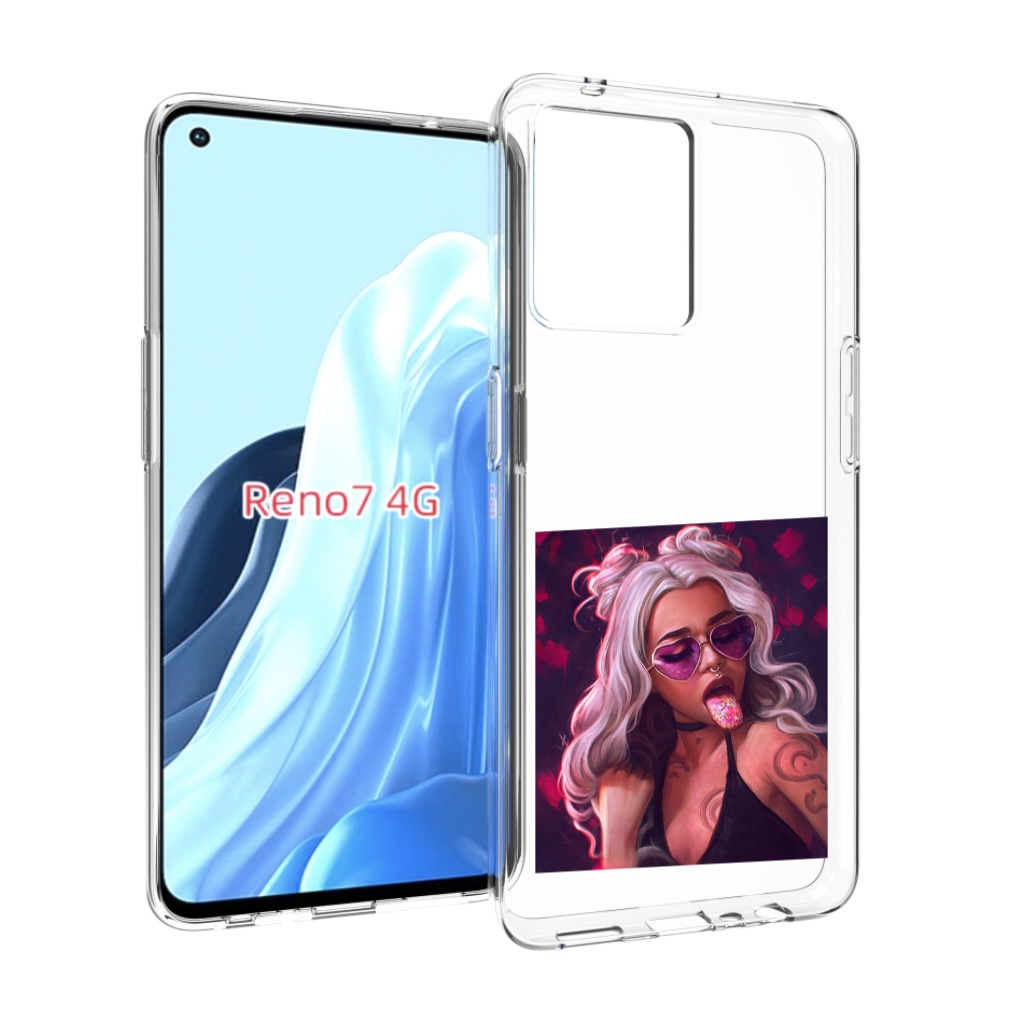 

Чехол MyPads блестящий-язык женский для OPPO RENO 7 4G, Прозрачный, Tocco