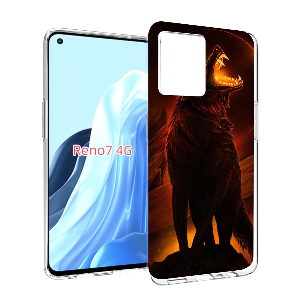 

Чехол MyPads волчара с огнем внутри для OPPO RENO 7 4G, Прозрачный, Tocco