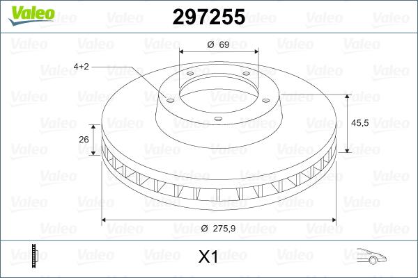 

Тормозной диск Valeo передний для Mitsubishi Galant VI 96-04 297255