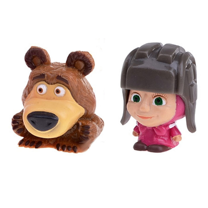 Фигурка-мялка Маша и Медведь, в шапке танкиста, 2 шт