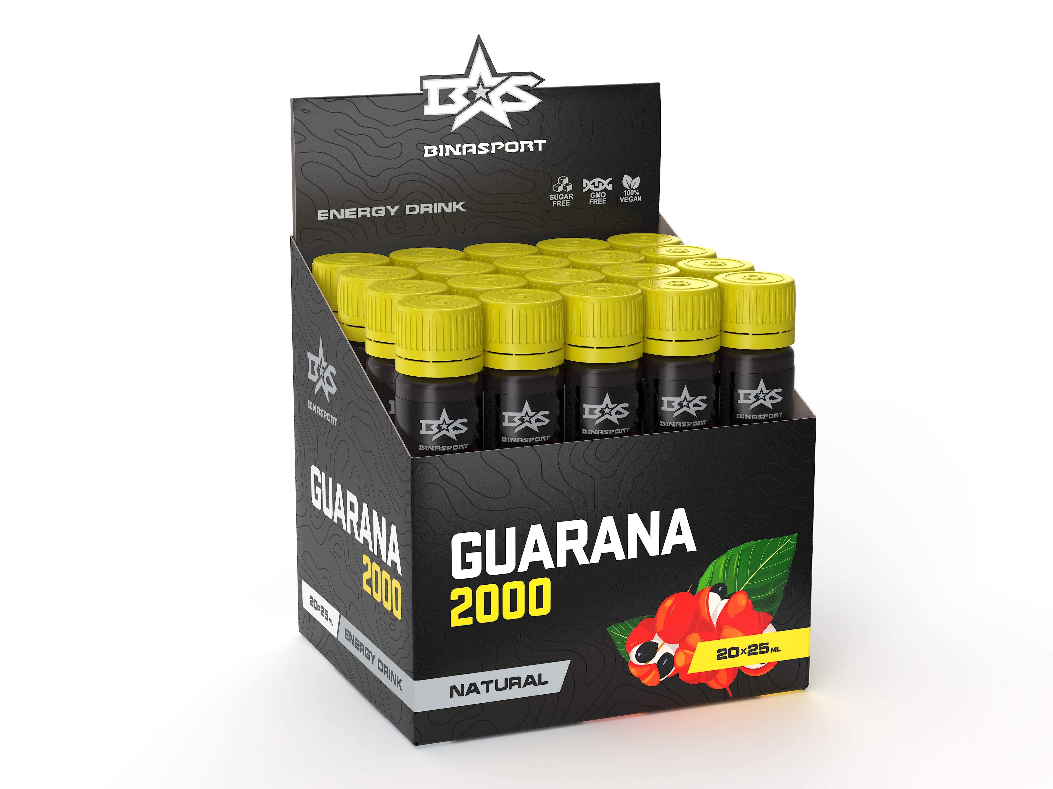 Энергетик Binasport Guarana Liquid 2000 мг 20 фл, 25 мл с натуральным вкусом