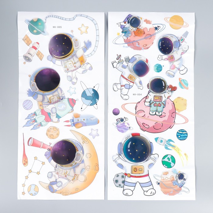 

Наклейка пластик интерьерная 3D "Космические приключения" МИКС 25х55 см