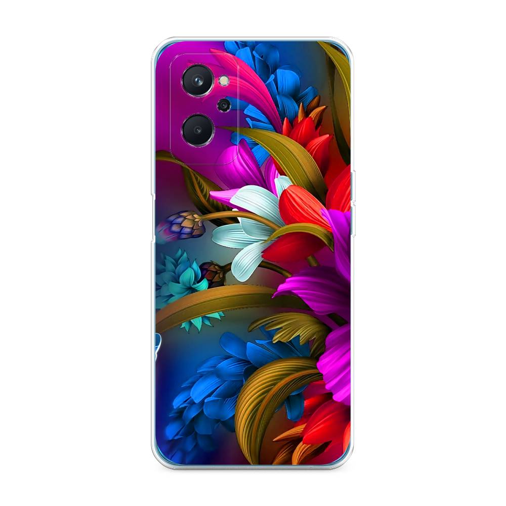 

Чехол на Realme 9i "Фантастические цветы", Фиолетовый;красный;синий, 258050-2