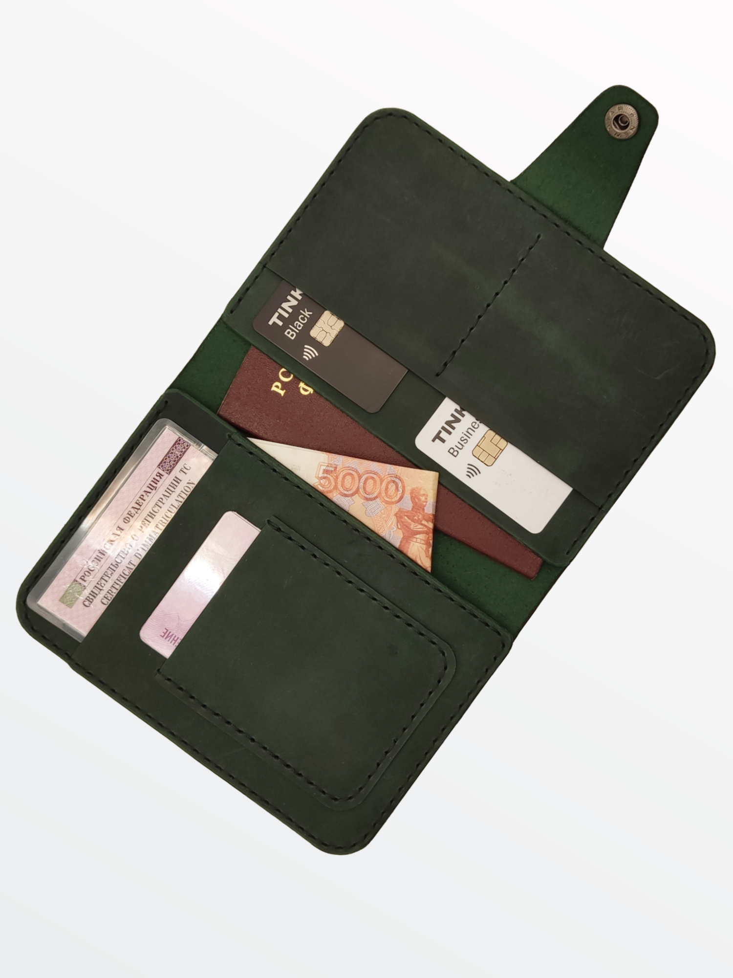 

Портмоне женское Leather Touch Докхолдер изумрудное, Зеленый, докхолдер