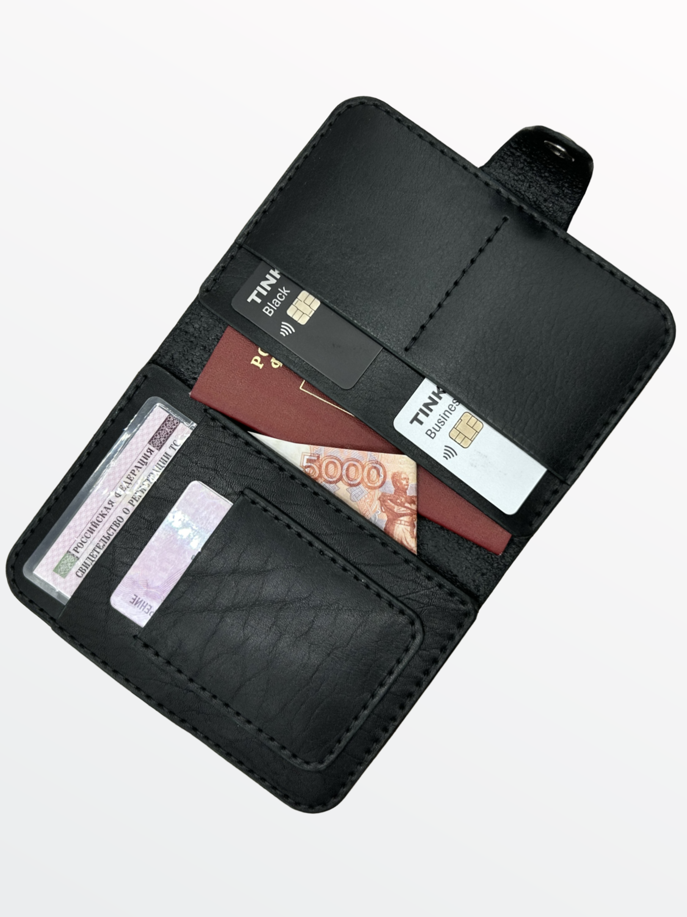 Обложка для автодокументов Leather Touch Докхолдер черная