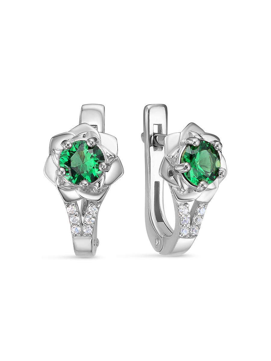 

Серьги из серебра с синтетическим изумрудом/фианитом SamoroDki Jewelry 2-06-287-16р, 2-06-287-16р