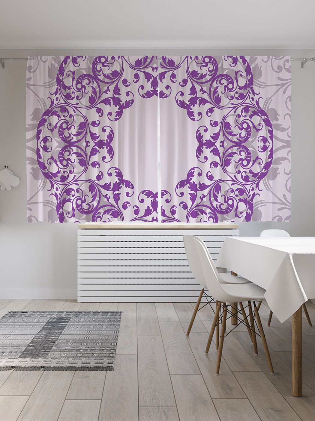 

Шторы JoyArty "Флористический орнаментальный круг", Oxford DeLux, 2 полотна 145x180 см, Флористический орнаментальный круг