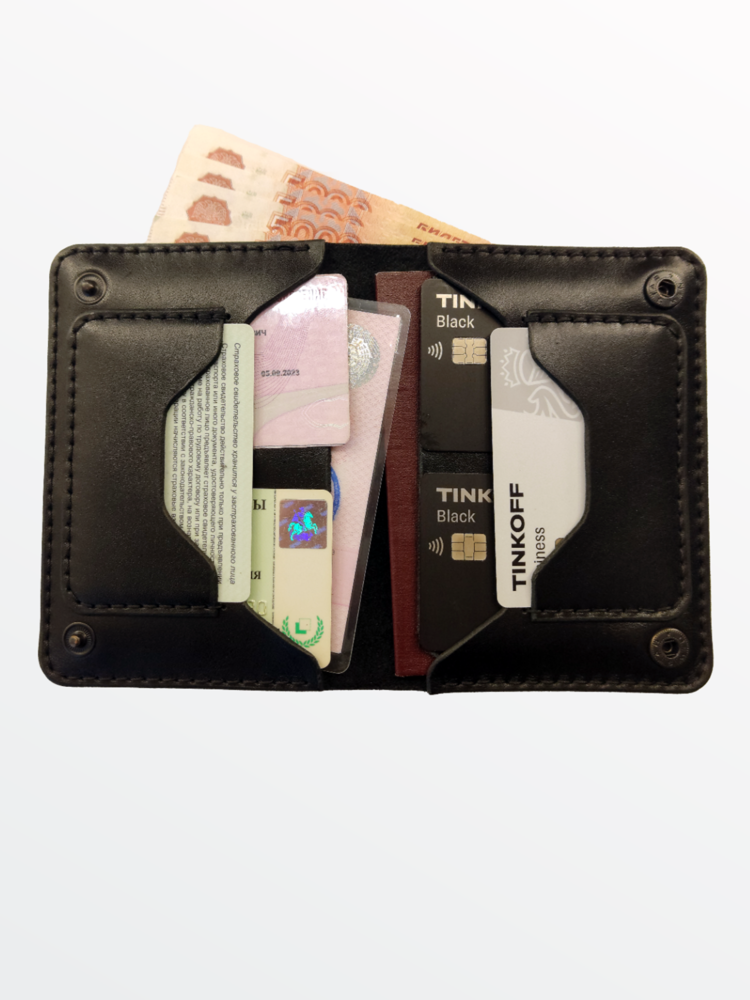 

Портмоне мужское Leather Touch ДК черное, Черный, Докхолдер