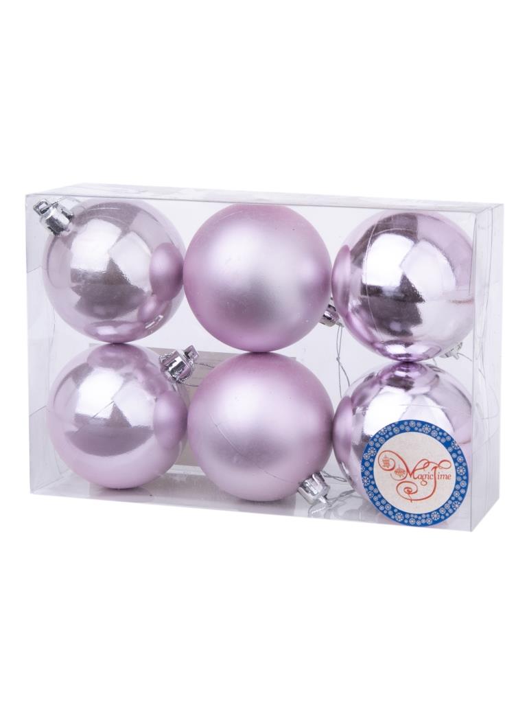 фото Набор шаров на ель феникс present розовые шары 78781 6 см 6 шт.