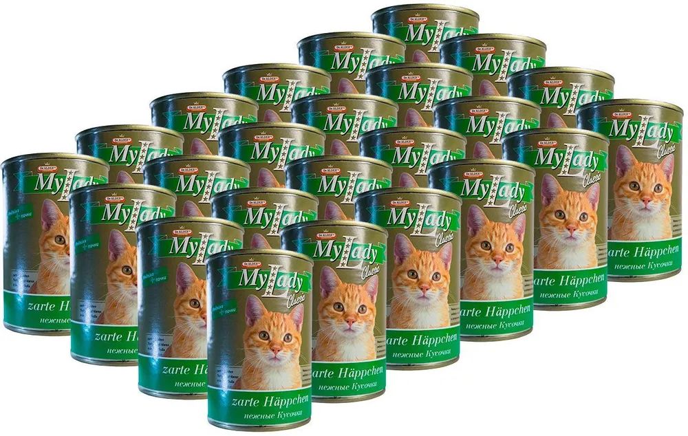 

Влажный корм для кошек DR. ALDER'S MY LADY CLASSIC с индейкой и почками, 24шт по 415г