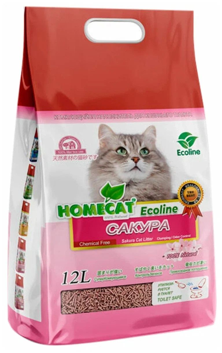 

Комкующийся наполнитель HOMECAT Ecoline соевый, сакура, 3 шт по 12л