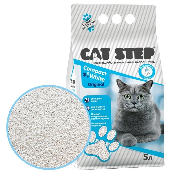 

Комкующийся наполнитель Cat Step Compact White Original минеральный, 4 шт по 5л