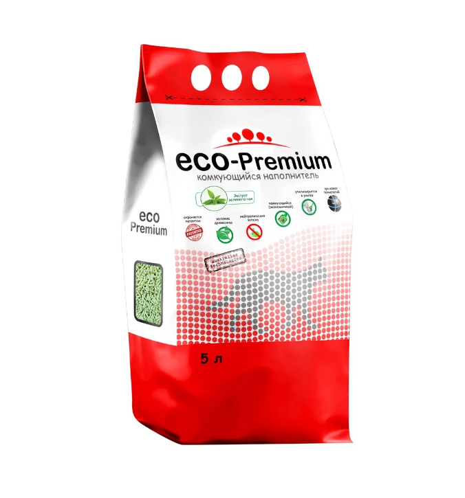 

Комкующийся наполнитель ECO-PREMIUM Зеленый чай древесный, 6 шт по 5 л
