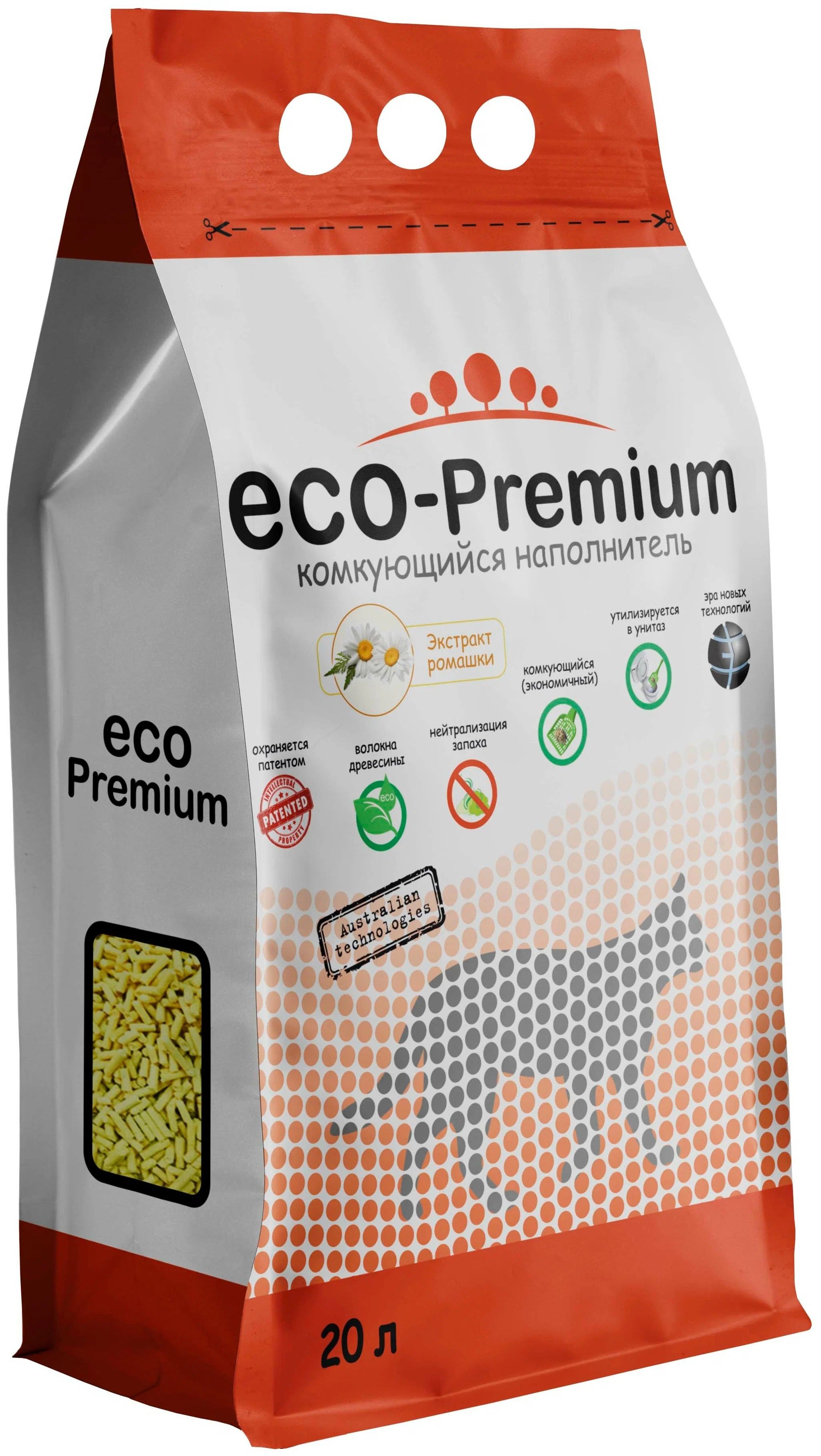 

Комкующийся наполнитель Eco Premium Ромашка древесный, 6 шт по 5 л