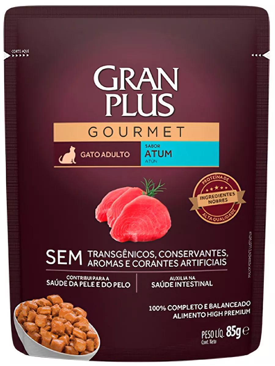 Влажный корм для кошек GRANPLUS GOURMET CAT с тунцом, 18 шт по 85 г